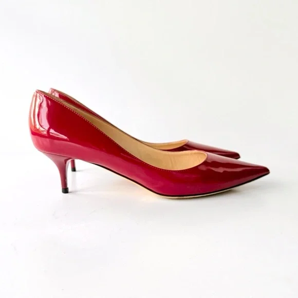 Jimmy Choo Aza Red Patent Leather Kitten Heel Pump 38.5 IT 8 US